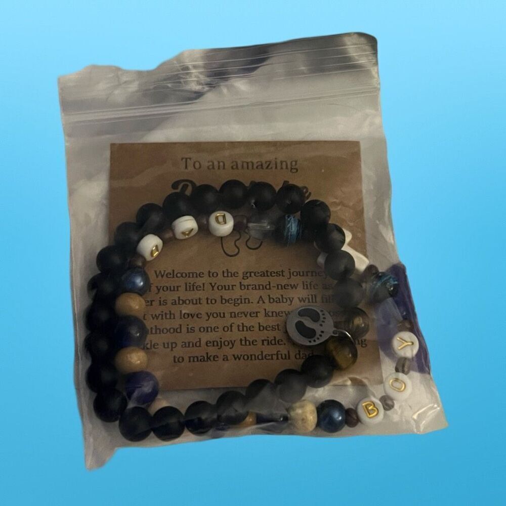 NIP New Dad Baby Boy Beaded Charm Bracelet